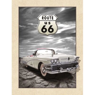 Karo-art - Route 66 Cadillac - 30x40cm - 3D Look - Schilderij Karo-art - Route 66 Cadillac - 30x40cm - 3D Look - Schilderij