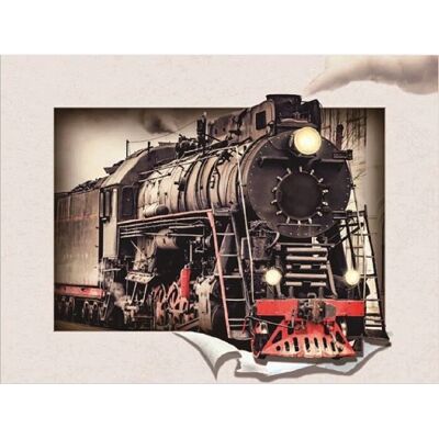 Karo-art - Stoomtrein 3D Look - Size 30x40 cm - Wanddecoratie Karo-art - Stoomtrein 3D Look - Size 30x40 cm - Wanddecoratie