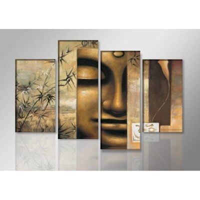 Karo-art - Boeddha Bruin - 130X80cm - 4luik - Wandkunst Karo-art - Boeddha Bruin - 130X80cm - 4luik - Wandkunst