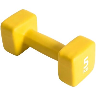 Pure2Improve Neopreen Dumbbell - 5kg Geel - Unisex Pure2Improve Neopreen Dumbbell - 5kg Geel - Unisex