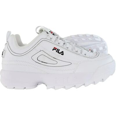 Fila Kids White Disruptor Trainers - Leather, Chunky Sole Fila Kids White Disruptor Trainers - Leather, Chunky Sole