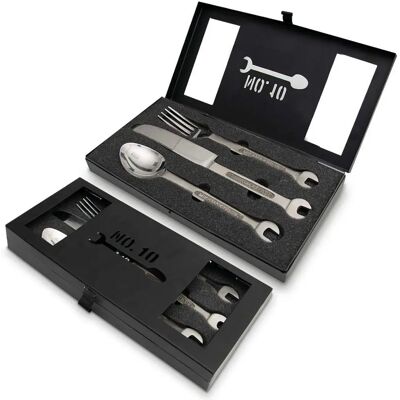 eStore Edelstahl Besteck- und Schraubenschlüssel-Set - Kompakte Multitools eStore Edelstahl Besteck- und Schraubenschlüssel-Set - Kompakte Multitools