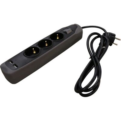 Multiprise Relectric 3 prises - USB, 1,5m - Randaarde Multiprise Relectric 3 prises - USB, 1,5m - Randaarde
