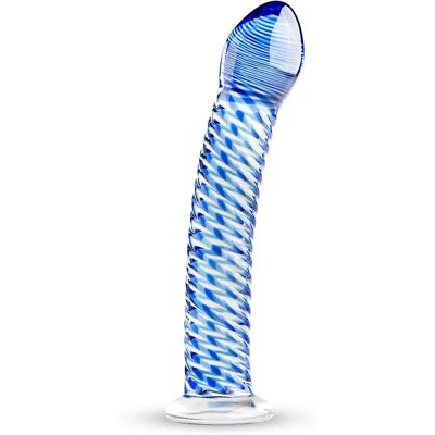Gildo Handmade Glass Dildo No. 05 - Textured, Blue, Curved - Glass Dildo Gildo Handmade Glass Dildo No. 05 - Textured, Blue, Curved - Glass Dildo