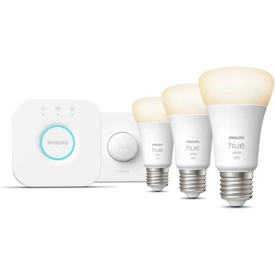 Philips Hue White Startpaket: 3 smart E27-lampor + Smart-knapp Philips Hue White Startpaket: 3 smart E27-lampor + Smart-knapp