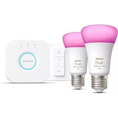 Philips Hue Blanco y Color Ambiance (9290024688) - 2xE27 + Puente + Interruptor Regulador Philips Hue Blanco y Color Ambiance (9290024688) - 2xE27 + Puente + Interruptor Regulador