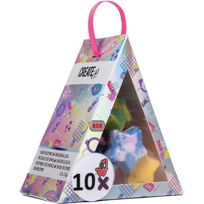 Create It! Badebomben-Set - Stern & Dreieck 10er Pack - Bunte Farben - Entspannendes Spa-Geschenk Create It! Badebomben-Set - Stern & Dreieck 10er Pack - Bunte Farben - Entspannendes Spa-Geschenk