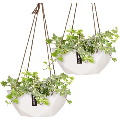 Blumfeldt Laren Weiße Hängebaskett - Gartendeko Blumfeldt Laren Weiße Hängebaskett - Gartendeko