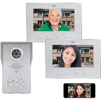 ELRO DV477IP2 Video Citofono WiFi IP - 2 Appartamenti - Schermi a Colori da 7 pollici - Visione Notturna a Colori ELRO DV477IP2 Video Citofono WiFi IP - 2 Appartamenti - Schermi a Colori da 7 pollici - Visione Notturna a Colori