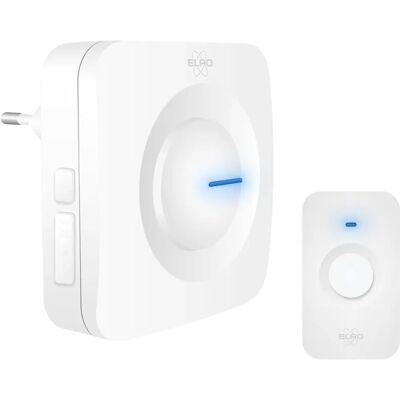Ensemble de Sonnette Sans Fil ELRO - Portée 300m - Étanche - 64 Mélodies - Blanc - Publicité Ensemble de Sonnette Sans Fil ELRO - Portée 300m - Étanche - 64 Mélodies - Blanc - Publicité