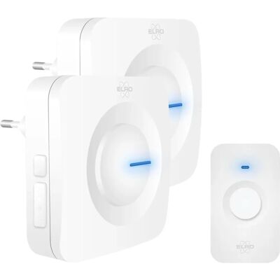 Ensemble de Sonnette Sans Fil Elro – 64 Mélodies - IP65 - Blanc Ensemble de Sonnette Sans Fil Elro – 64 Mélodies - IP65 - Blanc