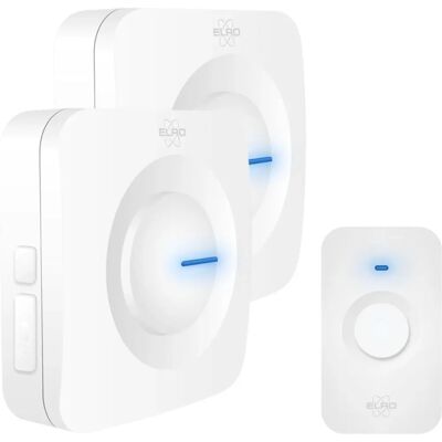 Elro DB3000 Wireless Doorbell Set - 300m Range - Waterproof IP65 - 52 Melodies - White Elro DB3000 Wireless Doorbell Set - 300m Range - Waterproof IP65 - 52 Melodies - White