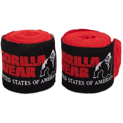 Gorilla Wear Bandages de Boxe Rouges - 3 Mètres Gorilla Wear Bandages de Boxe Rouges - 3 Mètres