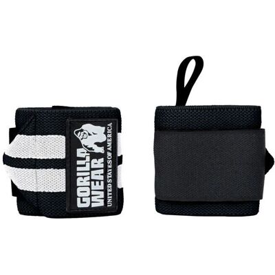 Gorilla Wear Wrist Wraps Pro Noir/Blanc - Bandes pour poignets - Support pour exercices de presse - Publicité Gorilla Wear Wrist Wraps Pro Noir/Blanc - Bandes pour poignets - Support pour exercices de presse - Publicité