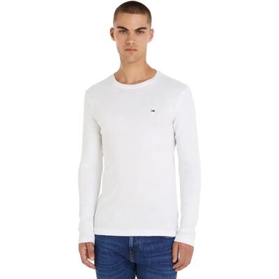 Tommy Hilfiger Długa Rękaw Ribbed T-shirt z Bawełny Organicznej (DM0DM04409) - biały Tommy Hilfiger Długa Rękaw Ribbed T-shirt z Bawełny Organicznej (DM0DM04409) - biały