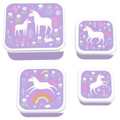 A Little Lovely Company Lila Einhorn Brotdosen-Set - Lunchbox-Set A Little Lovely Company Lila Einhorn Brotdosen-Set - Lunchbox-Set
