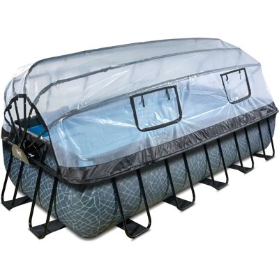 EXIT Stone Pool 540x250x100cm met Afdekking en Zandfilter - Grijs EXIT Stone Pool 540x250x100cm met Afdekking en Zandfilter - Grijs