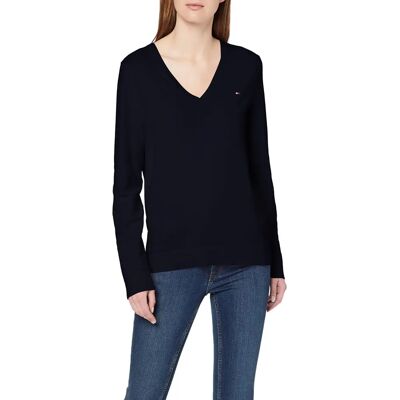 Tommy Hilfiger Heritage V-Neck Jumper (WW0WW25294) - midnatt Tommy Hilfiger Heritage V-Neck Jumper (WW0WW25294) - midnatt
