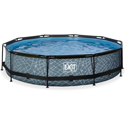 Piscine en acier EXIT Ø360x76cm avec pompe filtrante - Gris - Publicité Piscine en acier EXIT Ø360x76cm avec pompe filtrante - Gris - Publicité