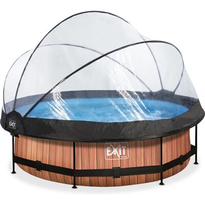 Piscine en bois EXIT ø300x76cm - avec couverture et pompe - Publicité Piscine en bois EXIT ø300x76cm - avec couverture et pompe - Publicité