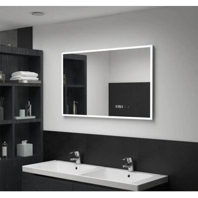 vidaXL LED lustro łazienkowe 100x60 cm - dotyk, zegar, IP44 vidaXL LED lustro łazienkowe 100x60 cm - dotyk, zegar, IP44