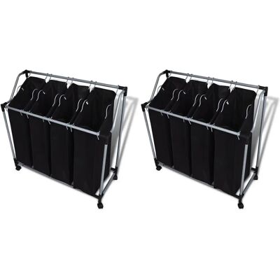 vidaXL Panier à linge avec poches - 2 pièces noir et gris - Panier à linge - Publicité vidaXL Panier à linge avec poches - 2 pièces noir et gris - Panier à linge - Publicité