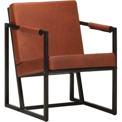 vidaXL Fauteuil en cuir véritable - Confortable & Élégant - Publicité vidaXL Fauteuil en cuir véritable - Confortable & Élégant - Publicité