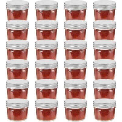vidaXL Glas Marmeladgläser mit Silberdeckeln 24 Stück - Glas Marmeladgläser vidaXL Glas Marmeladgläser mit Silberdeckeln 24 Stück - Glas Marmeladgläser