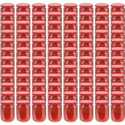 vidaXL Glas-Marmeladgläser - Rote Deckel, 96 Stück, 230 ml vidaXL Glas-Marmeladgläser - Rote Deckel, 96 Stück, 230 ml