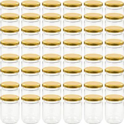 Tarros de mermelada de vidrio con tapa dorada - 48 uds - 230 ml - vidaXL Tarros de mermelada de vidrio con tapa dorada - 48 uds - 230 ml - vidaXL