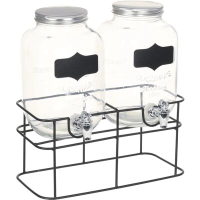 vidaXL 2x Getränkespender mit Metallständer - 8L Transparent vidaXL 2x Getränkespender mit Metallständer - 8L Transparent