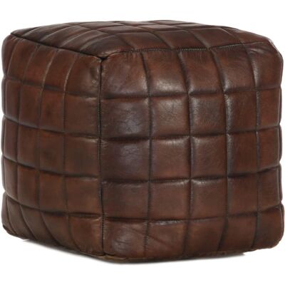 vidaXL Pouf marron foncé en cuir de chèvre - Pouf vidaXL Pouf marron foncé en cuir de chèvre - Pouf