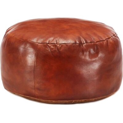 vidaXL Pouf en cuir de chèvre clair - Pouf vidaXL Pouf en cuir de chèvre clair - Pouf