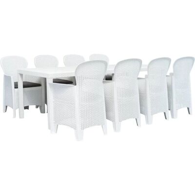 VidaXL - 295145 - Weiß - 9-piece - Garden dining set VidaXL - 295145 - Weiß - 9-piece - Garden dining set