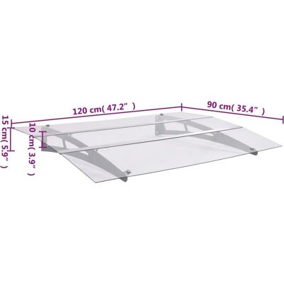vidaXL Silber und Transparent 120x90 cm Polycarbonat Türüberdachung vidaXL Silber und Transparent 120x90 cm Polycarbonat Türüberdachung