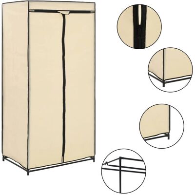 vidaXL Armoire Crème 75×50×160 cm - Wardrobe - Publicité vidaXL Armoire Crème 75×50×160 cm - Wardrobe - Publicité