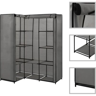 Armadio angolare grigio vidaXL - Organizzatore di spazio per vestiti & scarpe Armadio angolare grigio vidaXL - Organizzatore di spazio per vestiti & scarpe
