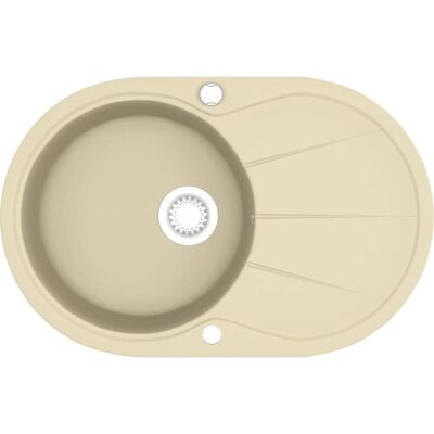 vidaXL Granit Küchenspüle Einzelbecken Oval Beige - Küchenspüle vidaXL Granit Küchenspüle Einzelbecken Oval Beige - Küchenspüle