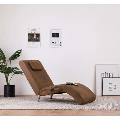 MAISONCHIC Sdraio Massaggiante con Cuscino Marrone - Divano Massaggi MAISONCHIC Sdraio Massaggiante con Cuscino Marrone - Divano Massaggi