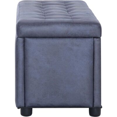 Pouf de rangement gris en similicuir daim - Ottoman - Publicité Pouf de rangement gris en similicuir daim - Ottoman - Publicité