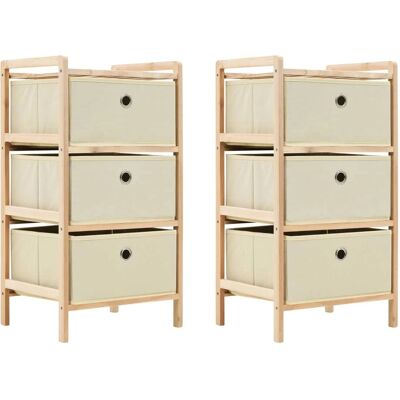 vidaXL 2x Étagères de rangement avec 3 paniers en tissu Beige Bois de cèdre - Étagères - Publicité vidaXL 2x Étagères de rangement avec 3 paniers en tissu Beige Bois de cèdre - Étagères - Publicité