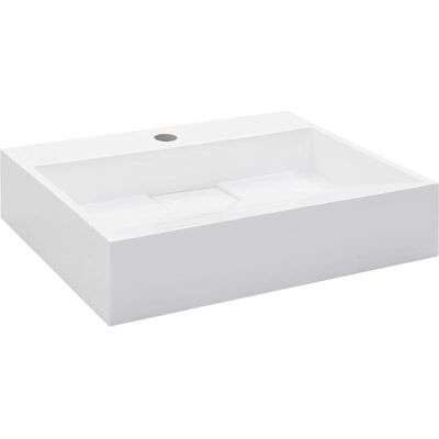 vidaXL Wash Basin 50cm Mineral Cast - White Bathroom Sink vidaXL Wash Basin 50cm Mineral Cast - White Bathroom Sink