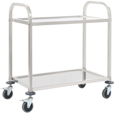 vidaXL Roestvrijstalen 2-laags Serveertrolley - Keukenaccessoire vidaXL Roestvrijstalen 2-laags Serveertrolley - Keukenaccessoire