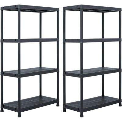 vidaXL Stauregal 2 Stück Schwarz 60x30x138 cm Kunststoff vidaXL Stauregal 2 Stück Schwarz 60x30x138 cm Kunststoff