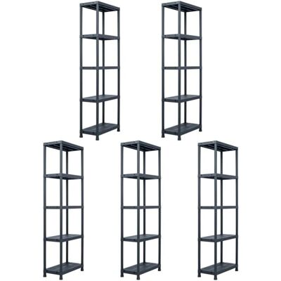vidaXL Stauraumregal - 5 Regale - Schwarz - Stauraumregal vidaXL Stauraumregal - 5 Regale - Schwarz - Stauraumregal