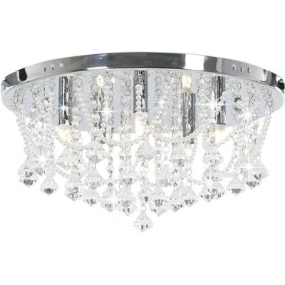 vidaXL Deckenlampe mit Kristallperlen Silber Runde 4x G9 Birnen vidaXL Deckenlampe mit Kristallperlen Silber Runde 4x G9 Birnen