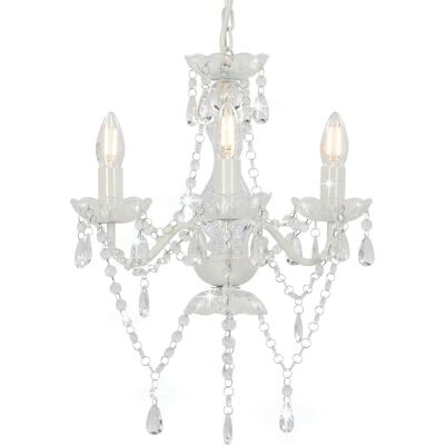 vidaXL Weiße Perlen-Kronleuchter - Elegantes 3-Lichter-Design - Kronleuchter vidaXL Weiße Perlen-Kronleuchter - Elegantes 3-Lichter-Design - Kronleuchter