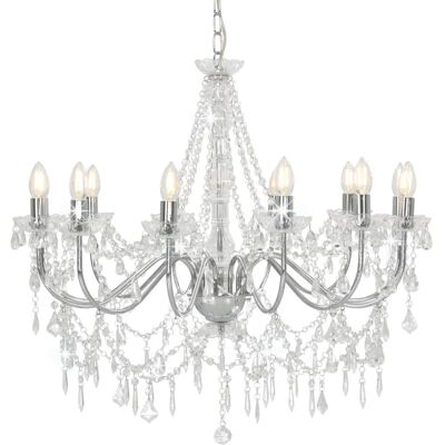 vidaXL Silber Perlen-Kronleuchter - 12 E14 Fassungen - Deckenlampe vidaXL Silber Perlen-Kronleuchter - 12 E14 Fassungen - Deckenlampe