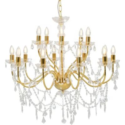 vidaXL Lampadario in Cristallo 2-strati Dorato E14 - Luce da soffitto vidaXL Lampadario in Cristallo 2-strati Dorato E14 - Luce da soffitto