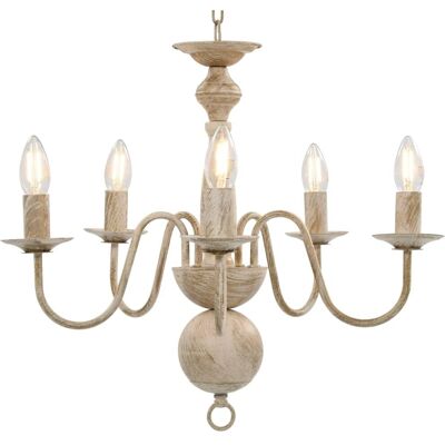 Lustre blanc ancien vidaXL 5 ampoules E14 - Lustre Lustre blanc ancien vidaXL 5 ampoules E14 - Lustre